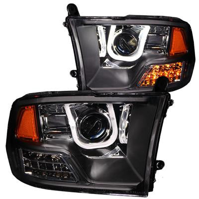 10-15 Dodge Ram Anzo Projector Headlight w/ U-Bar (Black)